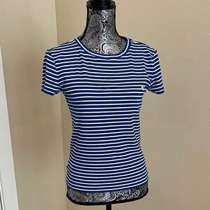 LOFT Blue and White Striped Tee Size Medium